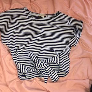 Blue and white striped tie top